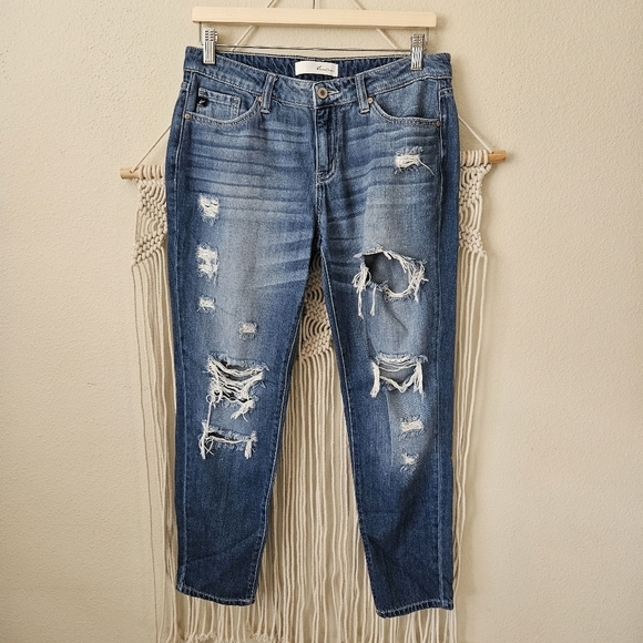 KanCan Boyfriend Jeans Mid Rise Distressed Denim KC8281M Womens 7 / 27 - Picture 1 of 6